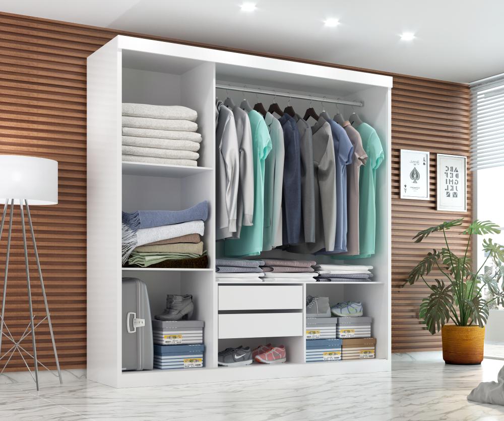 Guarda Roupa Casal Paris  2gav C/esp Nas 3pts Corre  Branco
