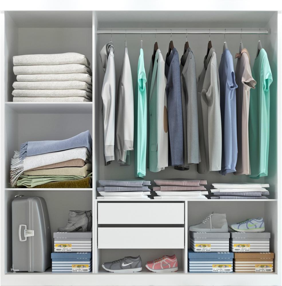 Guarda Roupa Casal Paris  2gav C/esp Nas 3pts Corre  Branco