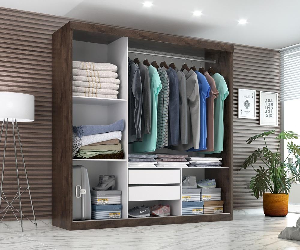 Guarda Roupa Casal Paris  2gav C/esp Nas 3pts Corre  Chocolate