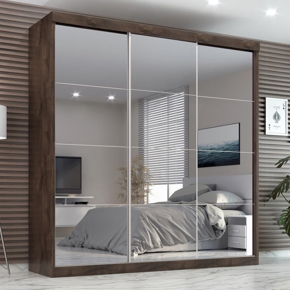Guarda Roupa Casal Paris  2gav C/esp Nas 3pts Corre  Chocolate/off White