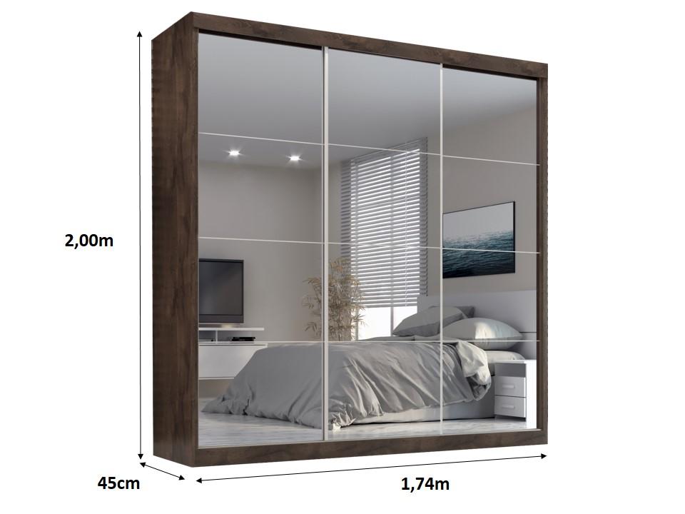 Guarda Roupa Casal Paris  2gav C/esp Nas 3pts Corre  Chocolate/off White