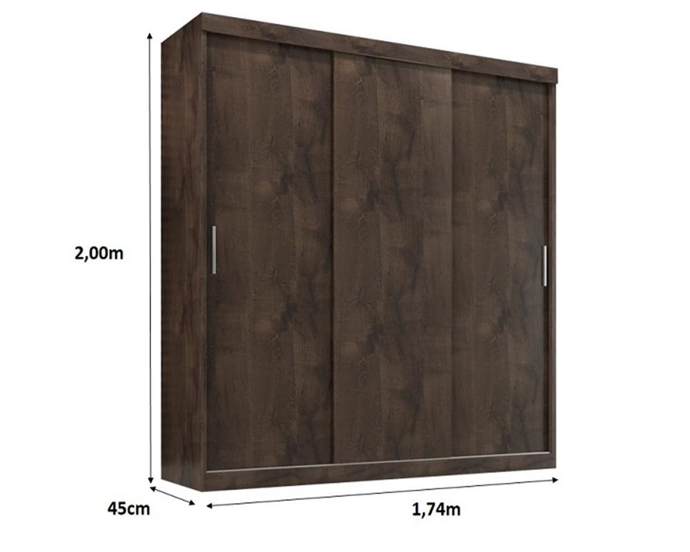 Guarda Roupa Casal Paris 3 Pts Corre 2gav  Chocolate