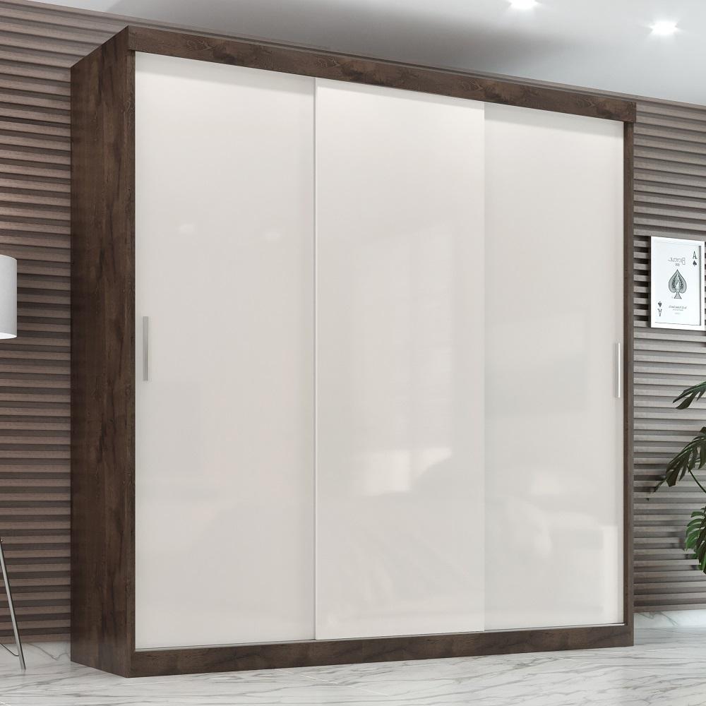 Guarda Roupa Casal Paris 3 Pts Corre 2gav  Chocolate/off White