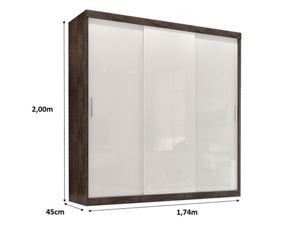 Guarda Roupa Casal Paris 3 Pts Corre 2gav  Chocolate/off White
