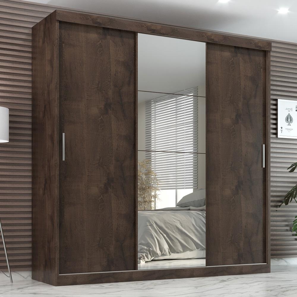 Guarda Roupa Casal Paris 3 Pts Corre 2gav C/ Esp  Chocolate