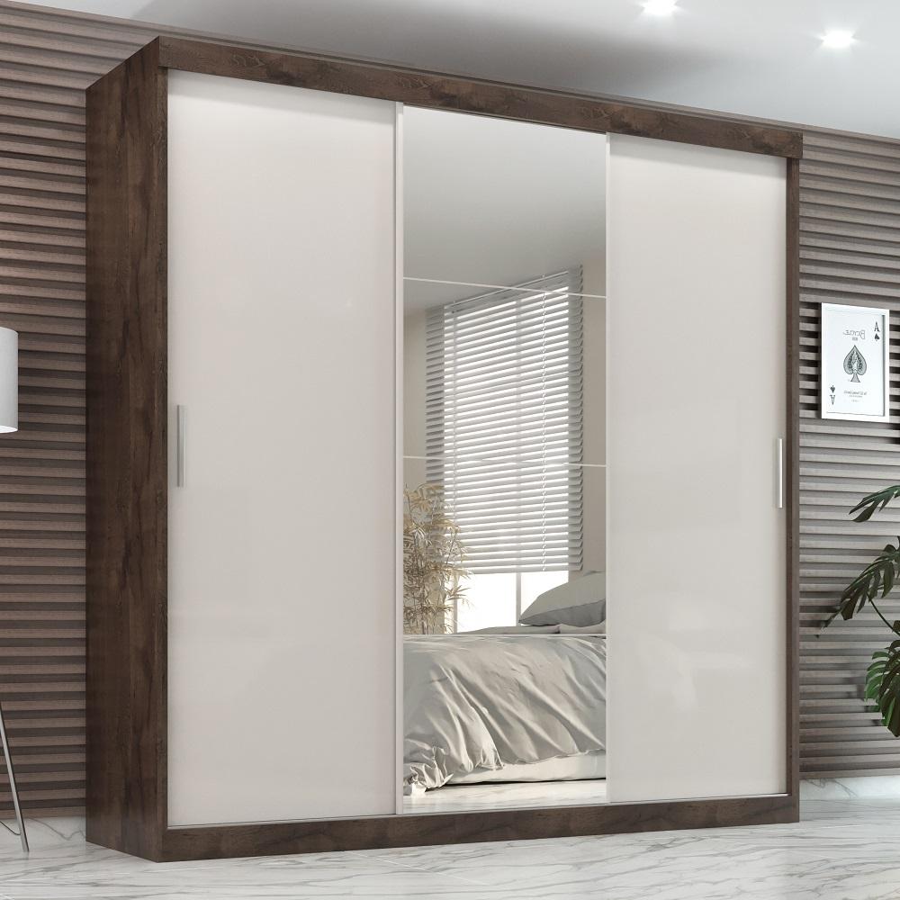 Guarda Roupa Casal Paris 3 Pts Corre 2gav C/ Esp  Chocolate/off White