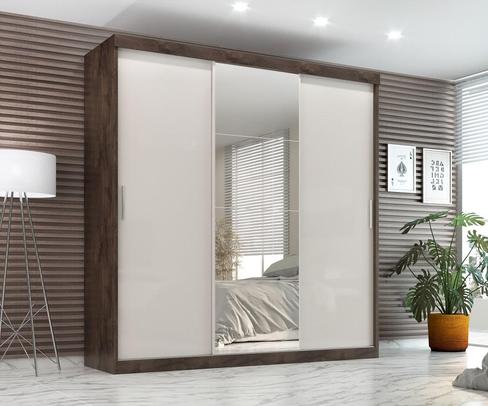 Guarda Roupa Casal Paris 3 Pts Corre 2gav C/ Esp  Chocolate/off White
