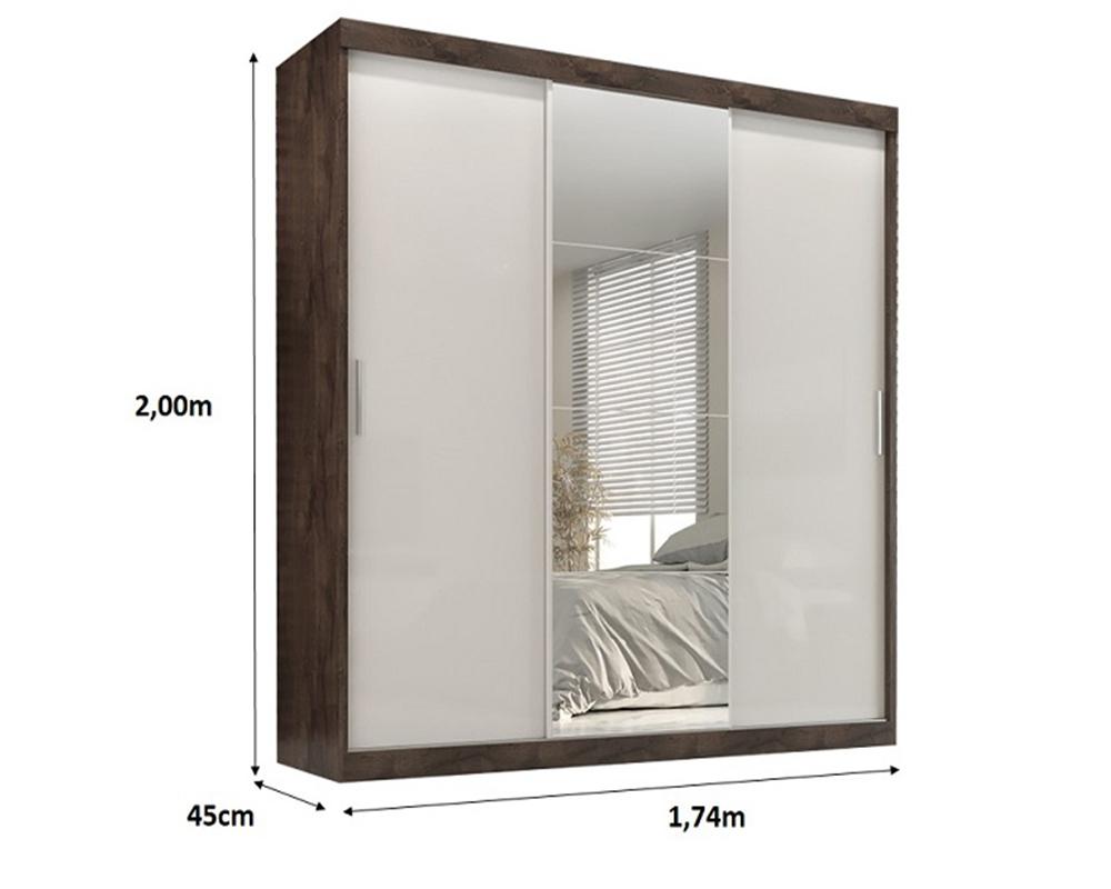 Guarda Roupa Casal Paris 3 Pts Corre 2gav C/ Esp  Chocolate/off White