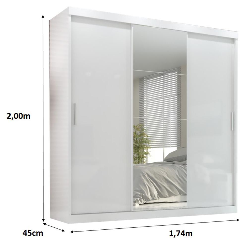 Guarda Roupa Casal Paris 3 Pts Corre 2gav Com Esp Branco