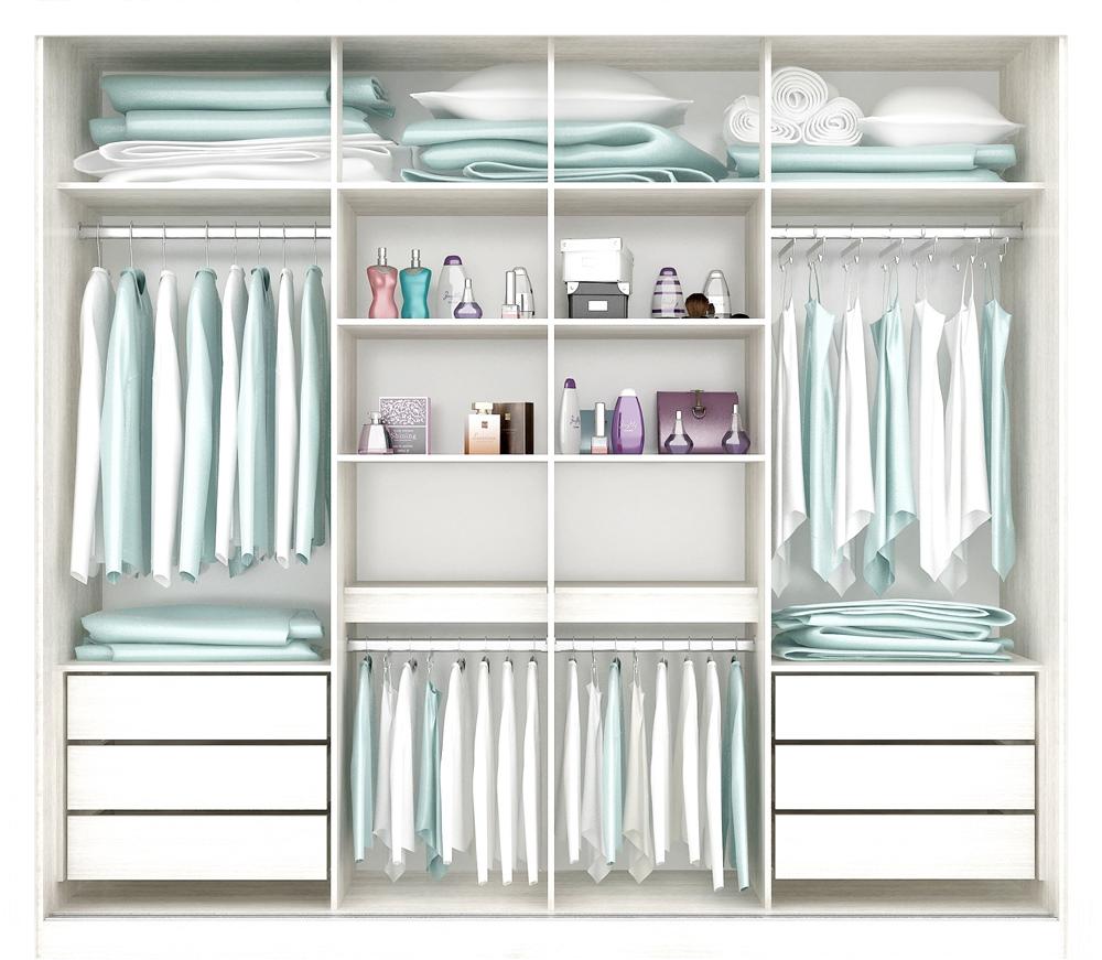 Guarda Roupa Casal Sevilha 3 Portas  Correr 6 Gav.  Branco