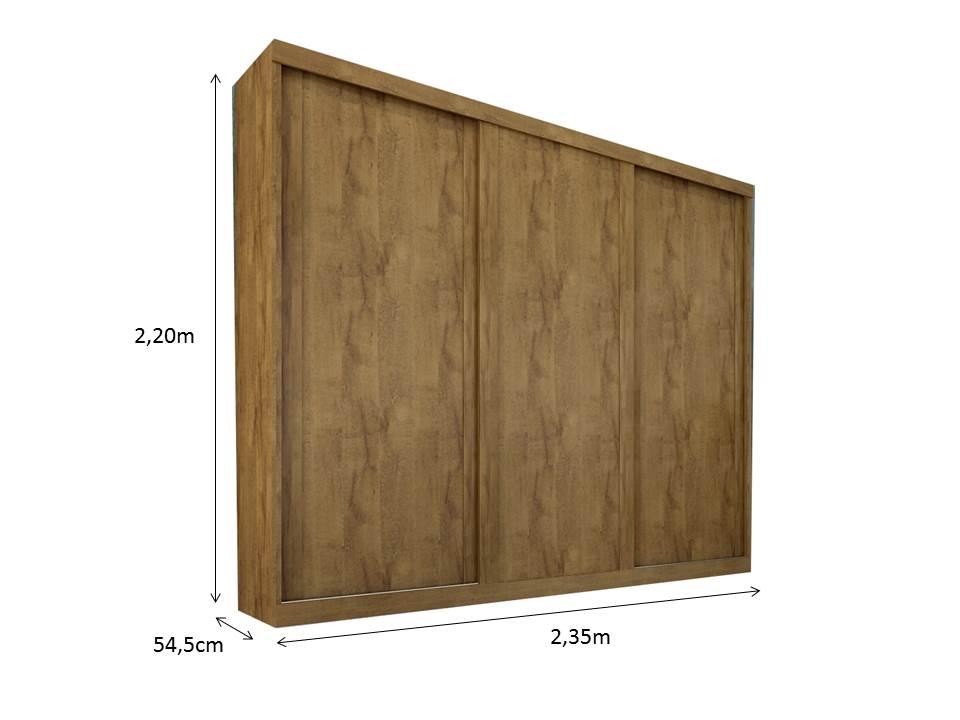Guarda Roupa Casal Sevilha 3 Portas  Correr 6 Gav.  Castanho