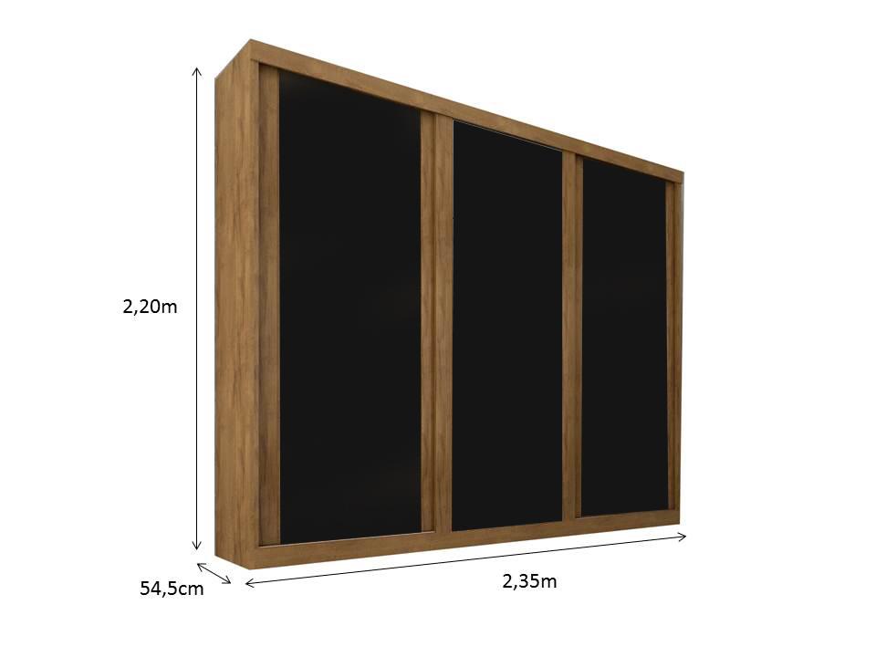 Guarda Roupa Casal Sevilha 3 Portas  Correr 6 Gav.  Castanho/onix