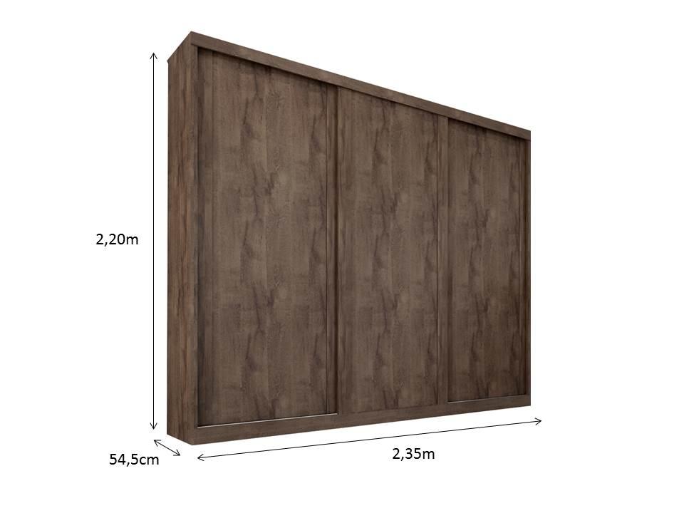 Guarda Roupa Casal Sevilha 3 Portas  Correr 6 Gav.  Chocolate