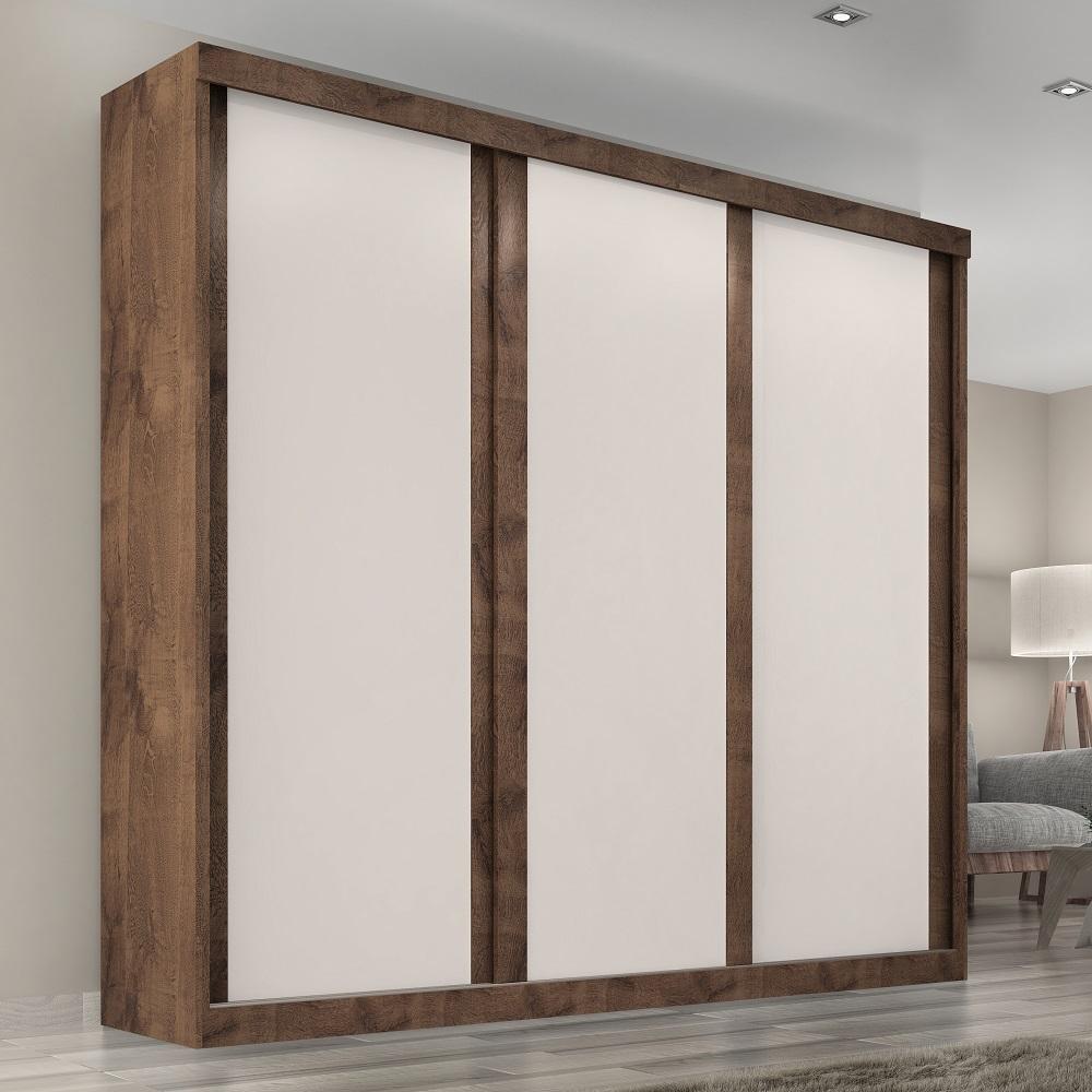 Guarda Roupa Casal Sevilha 3 Portas  Correr 6 Gav.  Chocolate/off White