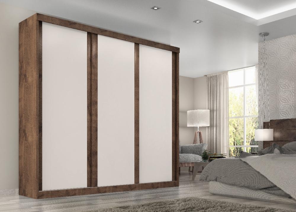 Guarda Roupa Casal Sevilha 3 Portas  Correr 6 Gav.  Chocolate/off White