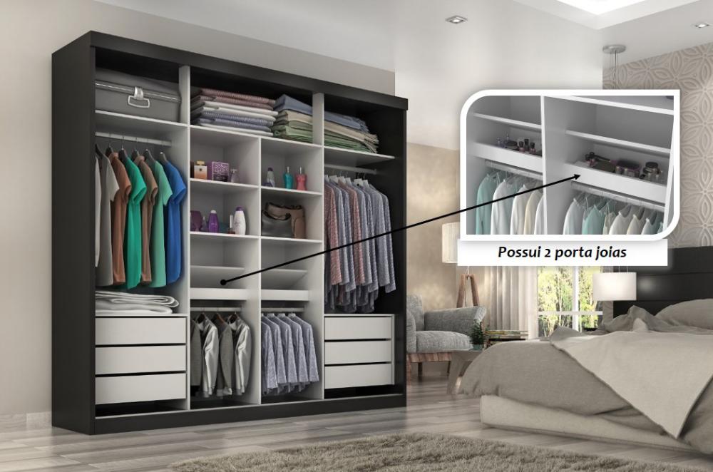 Guarda Roupa Casal Sevilha 3 Portas  Correr 6 Gav.  Onix