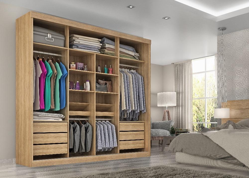 Guarda Roupa Casal Sevilha 3 Portas  Correr 6 Gav.  Teka Madrid
