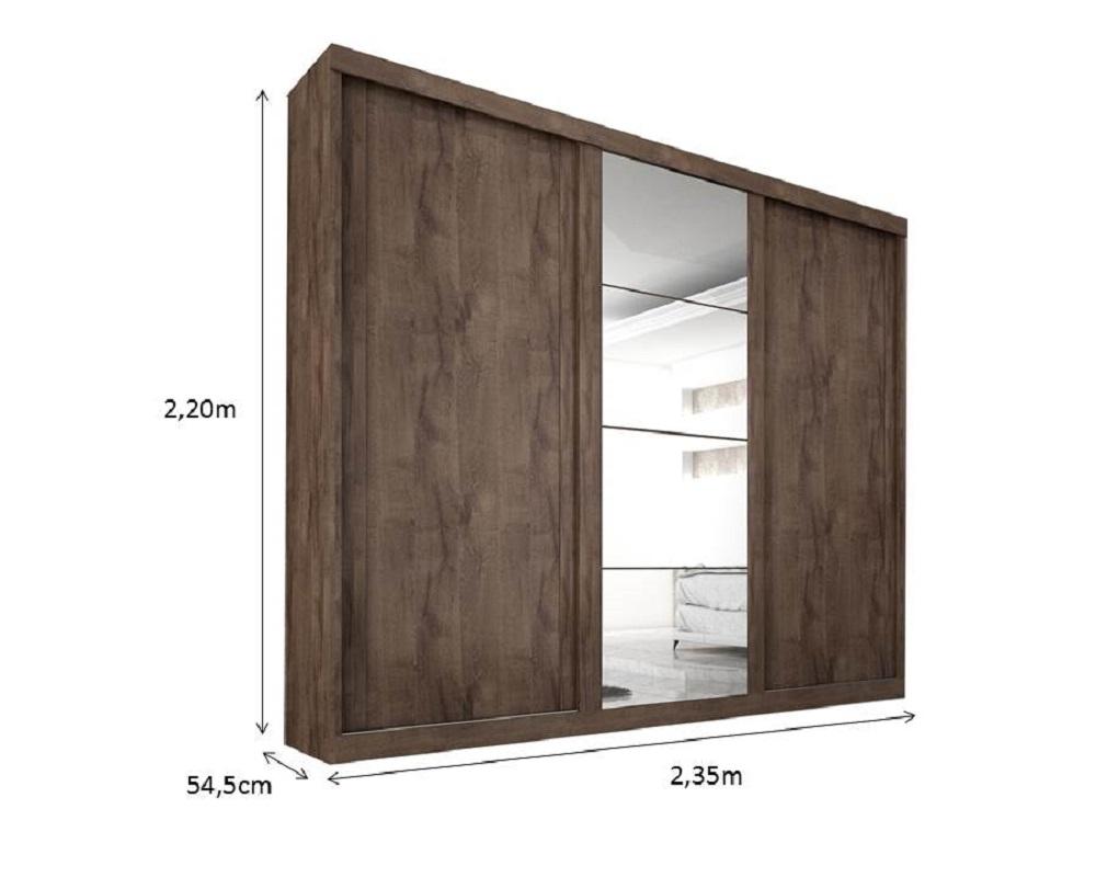 Guarda Roupa Casal Sevilha 3 Pts Corre 6 Gav C/ Esp  Chocolate