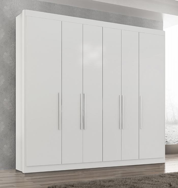 Guarda Roupa Casal Valencia 6 Portas 6 Gav  Branco