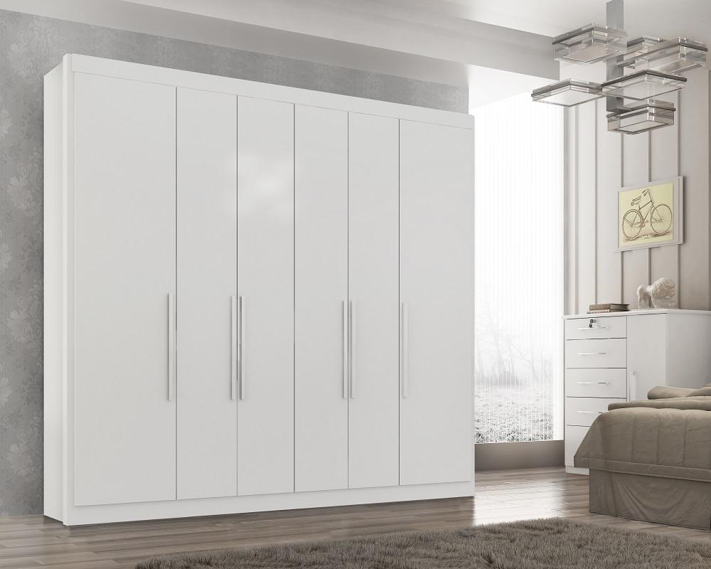 Guarda Roupa Casal Valencia 6 Portas 6 Gav  Branco
