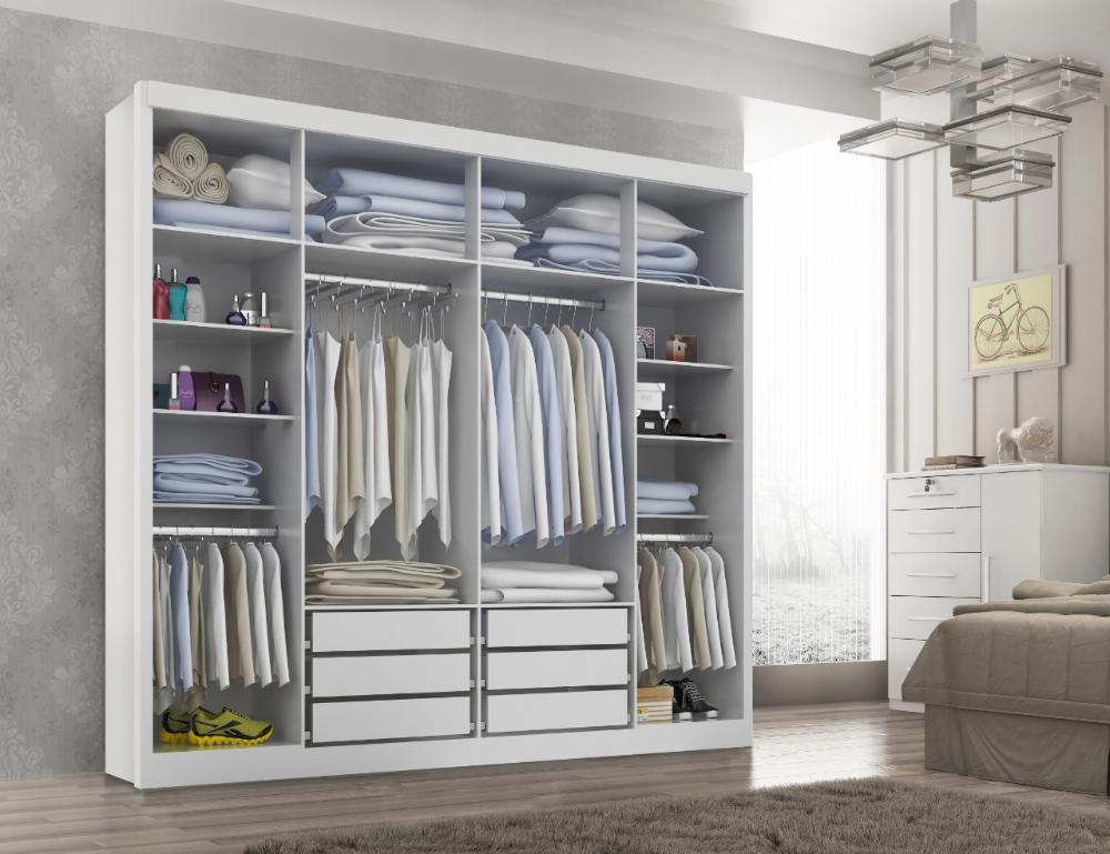 Guarda Roupa Casal Valencia 6 Portas 6 Gav  Branco