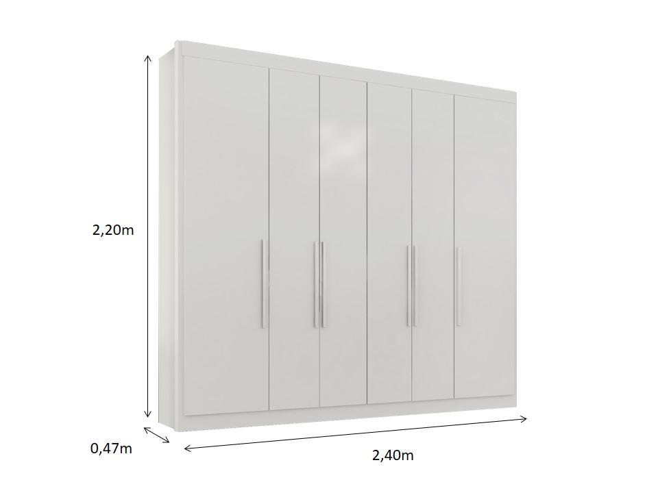 Guarda Roupa Casal Valencia 6 Portas 6 Gav  Branco