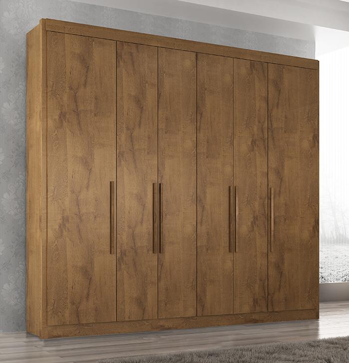 Guarda Roupa Casal Valencia 6 Portas 6 Gav  Castanho