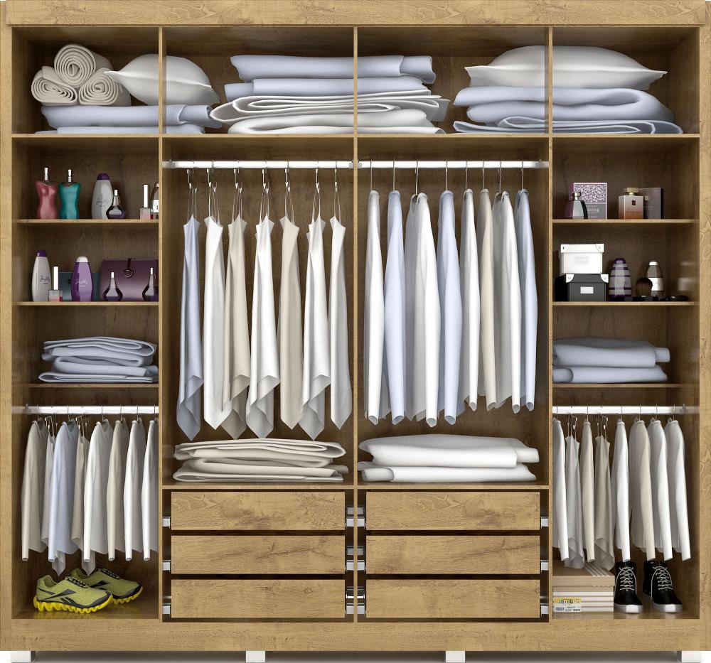 Guarda Roupa Casal Valencia 6 Portas 6 Gav  Castanho