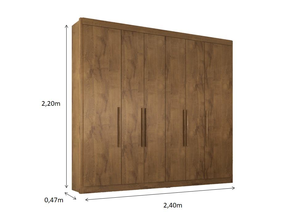 Guarda Roupa Casal Valencia 6 Portas 6 Gav  Castanho