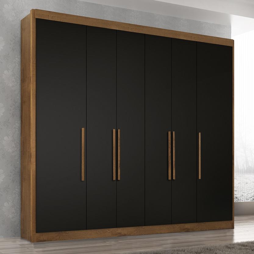 Guarda Roupa Casal Valencia 6 Portas 6 Gav  Castanho/onix