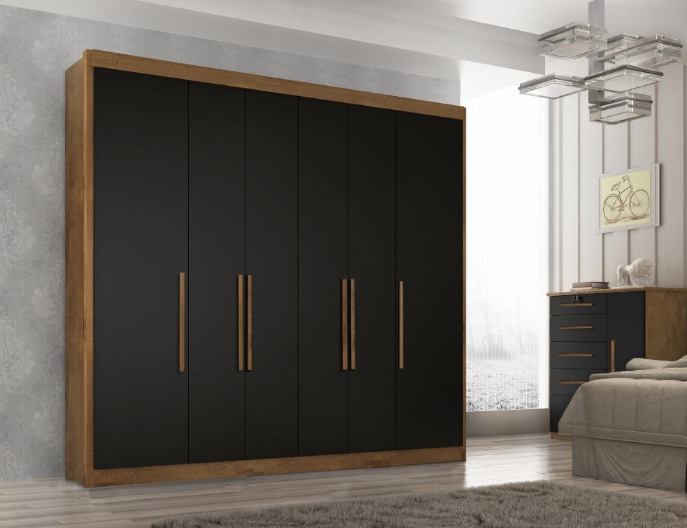 Guarda Roupa Casal Valencia 6 Portas 6 Gav  Castanho/onix