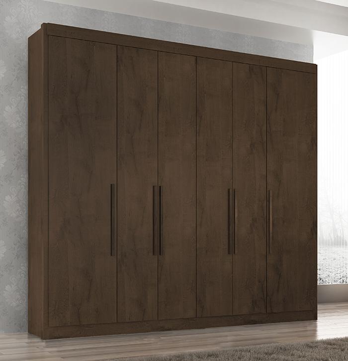 Guarda Roupa Casal Valencia 6 Portas 6 Gav  Chocolate