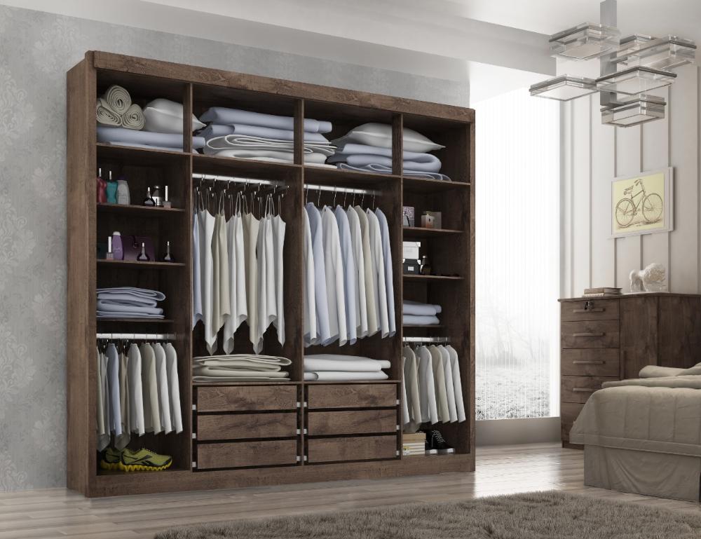 Guarda Roupa Casal Valencia 6 Portas 6 Gav  Chocolate