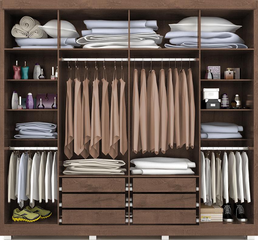 Guarda Roupa Casal Valencia 6 Portas 6 Gav  Chocolate