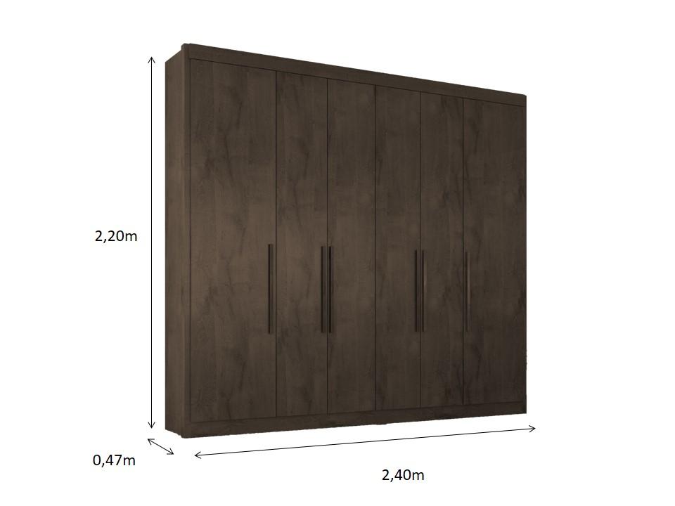Guarda Roupa Casal Valencia 6 Portas 6 Gav  Chocolate