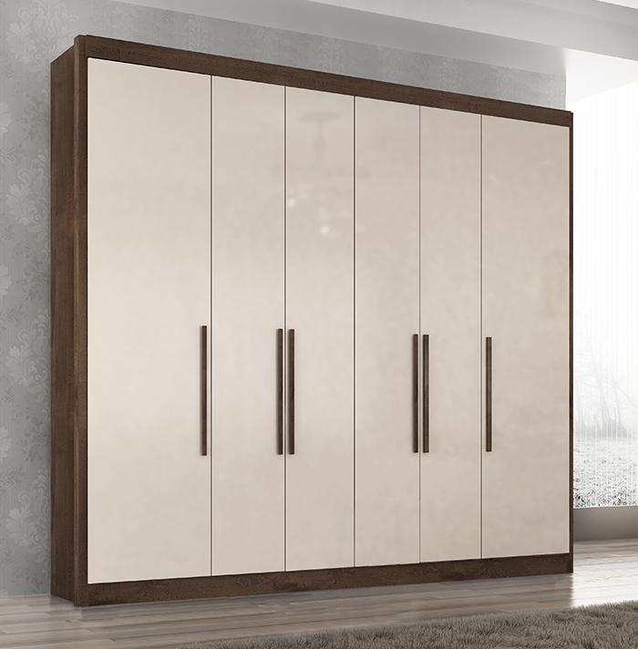 Guarda Roupa Casal Valencia 6 Portas 6 Gav  Chocolate/off White