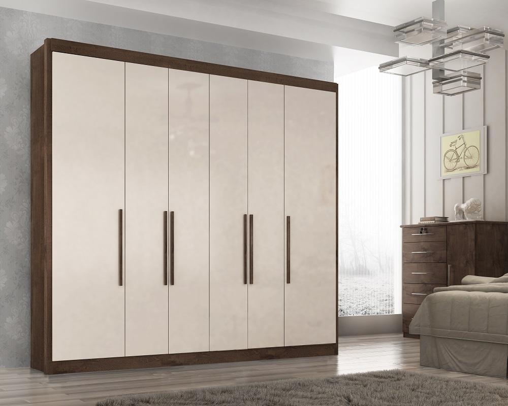Guarda Roupa Casal Valencia 6 Portas 6 Gav  Chocolate/off White