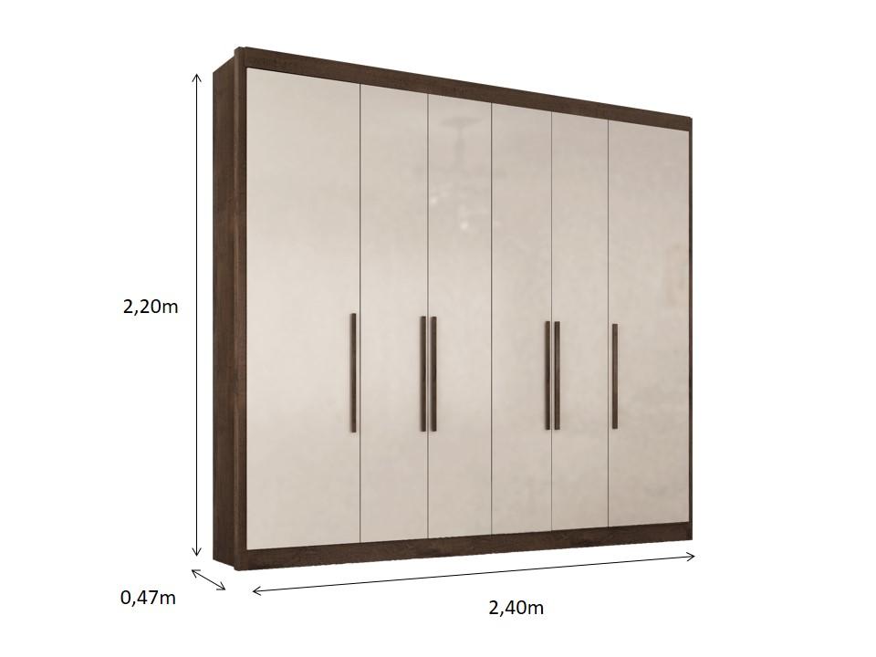 Guarda Roupa Casal Valencia 6 Portas 6 Gav  Chocolate/off White