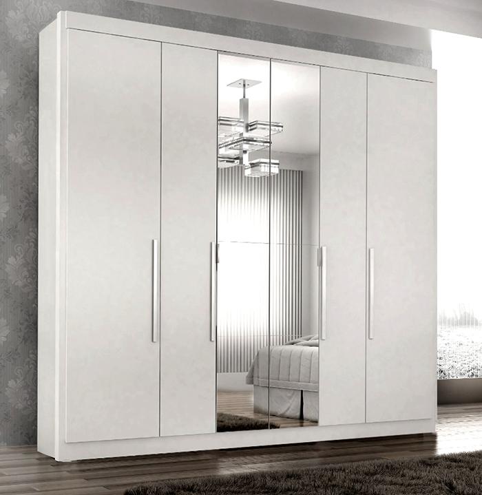 Guarda Roupa Casal Valencia 6 Portas 6 Gav C/ Esp  Branco