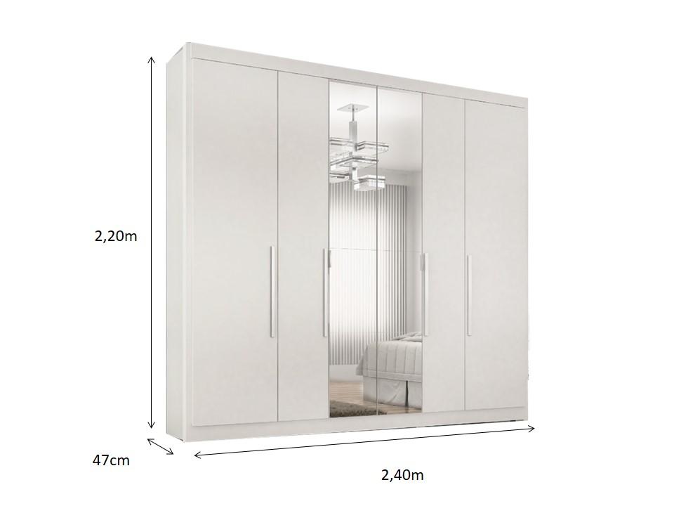Guarda Roupa Casal Valencia 6 Portas 6 Gav C/ Esp  Branco