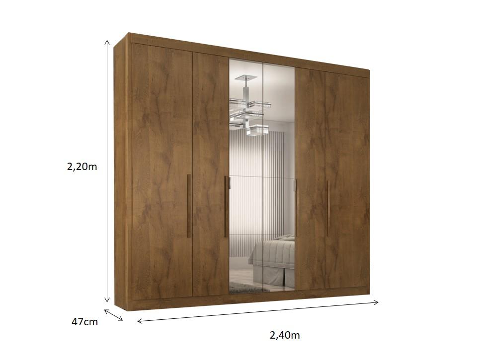 Guarda Roupa Casal Valencia 6 Portas 6 Gav C/ Esp  Castanho