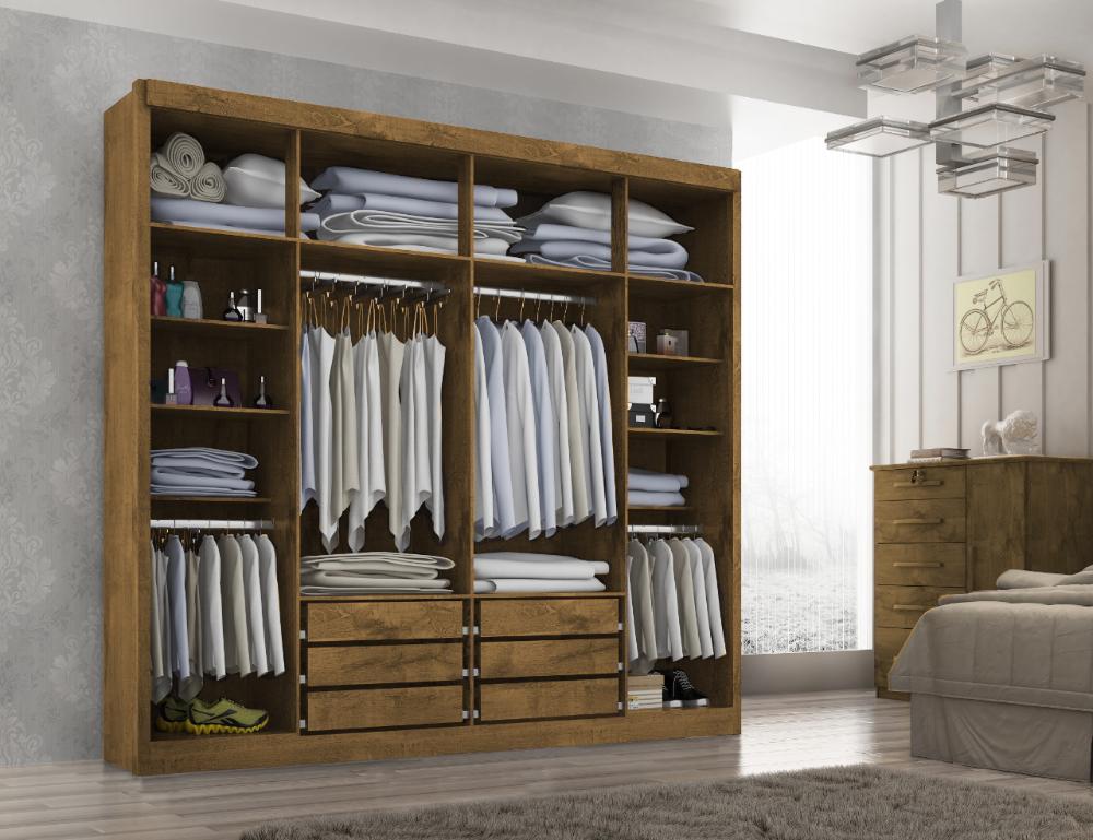 Guarda Roupa Casal Valencia 6 Portas 6 Gav C/ Esp  Castanho/onix