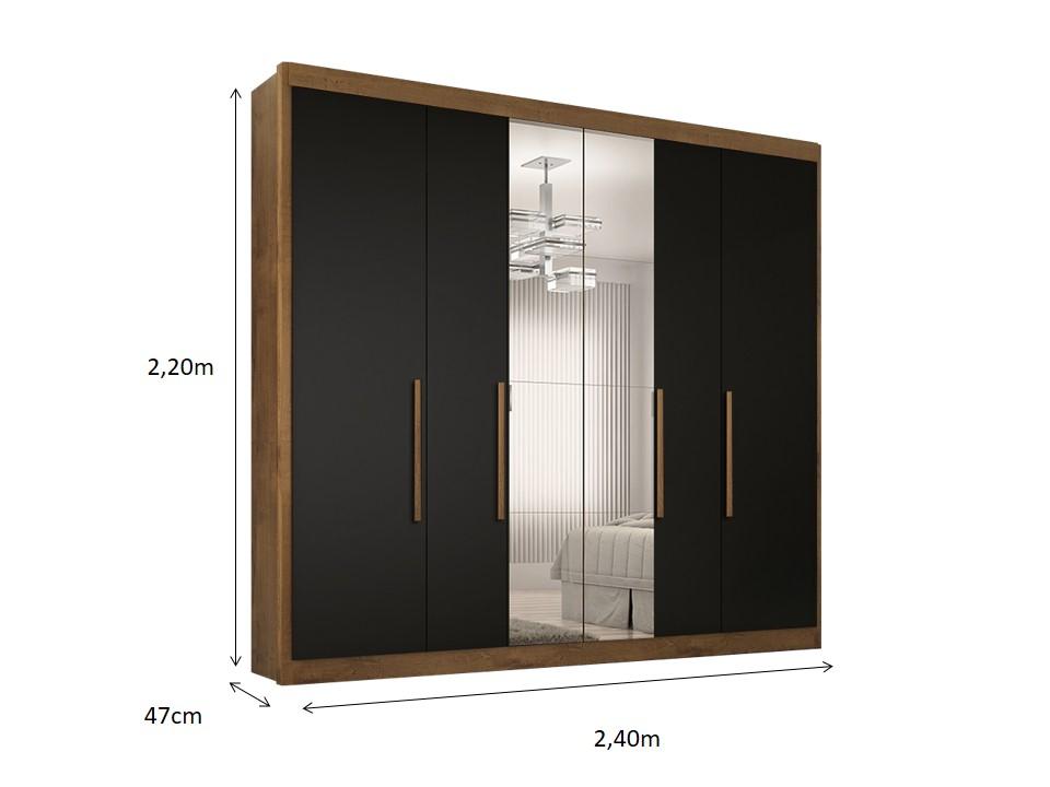 Guarda Roupa Casal Valencia 6 Portas 6 Gav C/ Esp  Castanho/onix