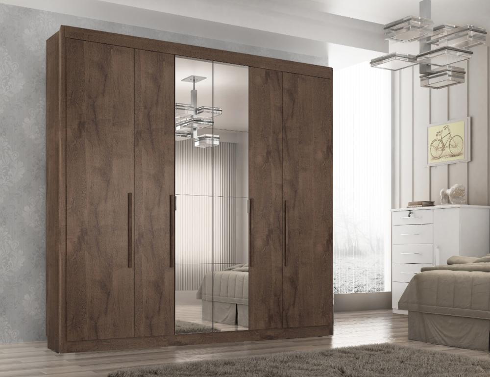 Guarda Roupa Casal Valencia 6 Portas 6 Gav C/ Esp  Chocolate