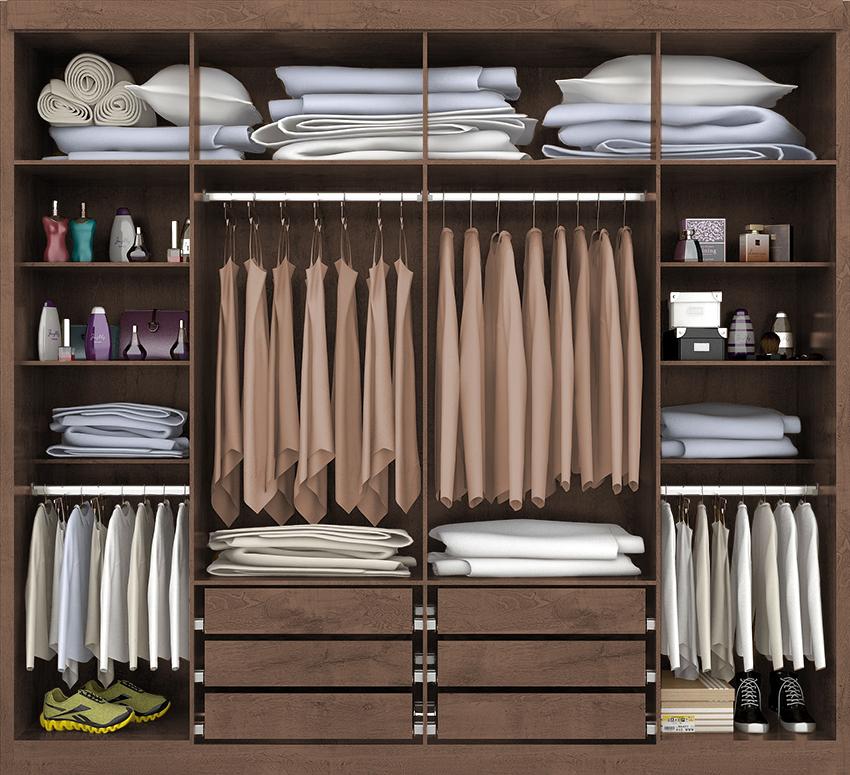 Guarda Roupa Casal Valencia 6 Portas 6 Gav C/ Esp  Chocolate