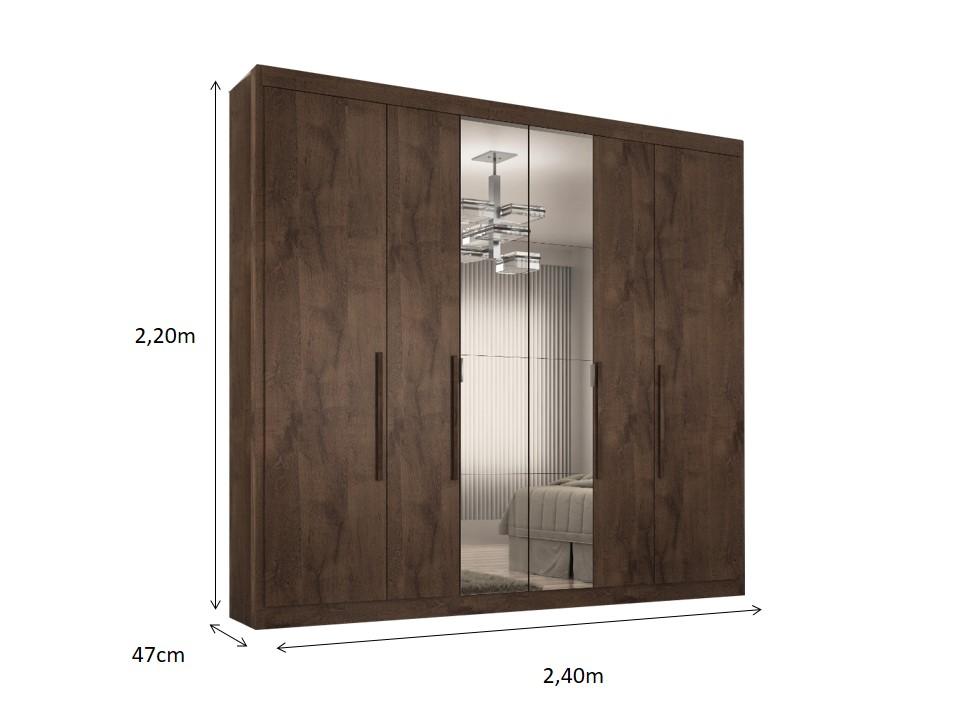 Guarda Roupa Casal Valencia 6 Portas 6 Gav C/ Esp  Chocolate