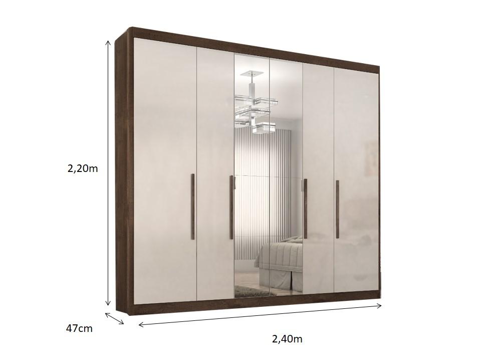 Guarda Roupa Casal Valencia 6 Portas 6 Gav C/ Esp  Chocolate/off White