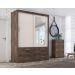 Guarda Roupa Solteiro Capri 2 Portas 6 Gav C/ Espelho  Chocolate/off White