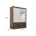 Guarda Roupa Solteiro Capri 2 Portas 6 Gav C/ Espelho  Chocolate/off White
