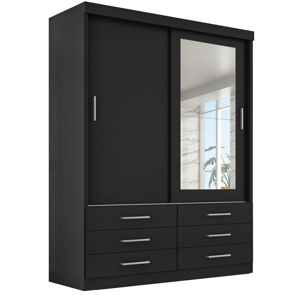 Guarda Roupa Solteiro Capri 2 Portas 6 Gav C/ Espelho  Onix